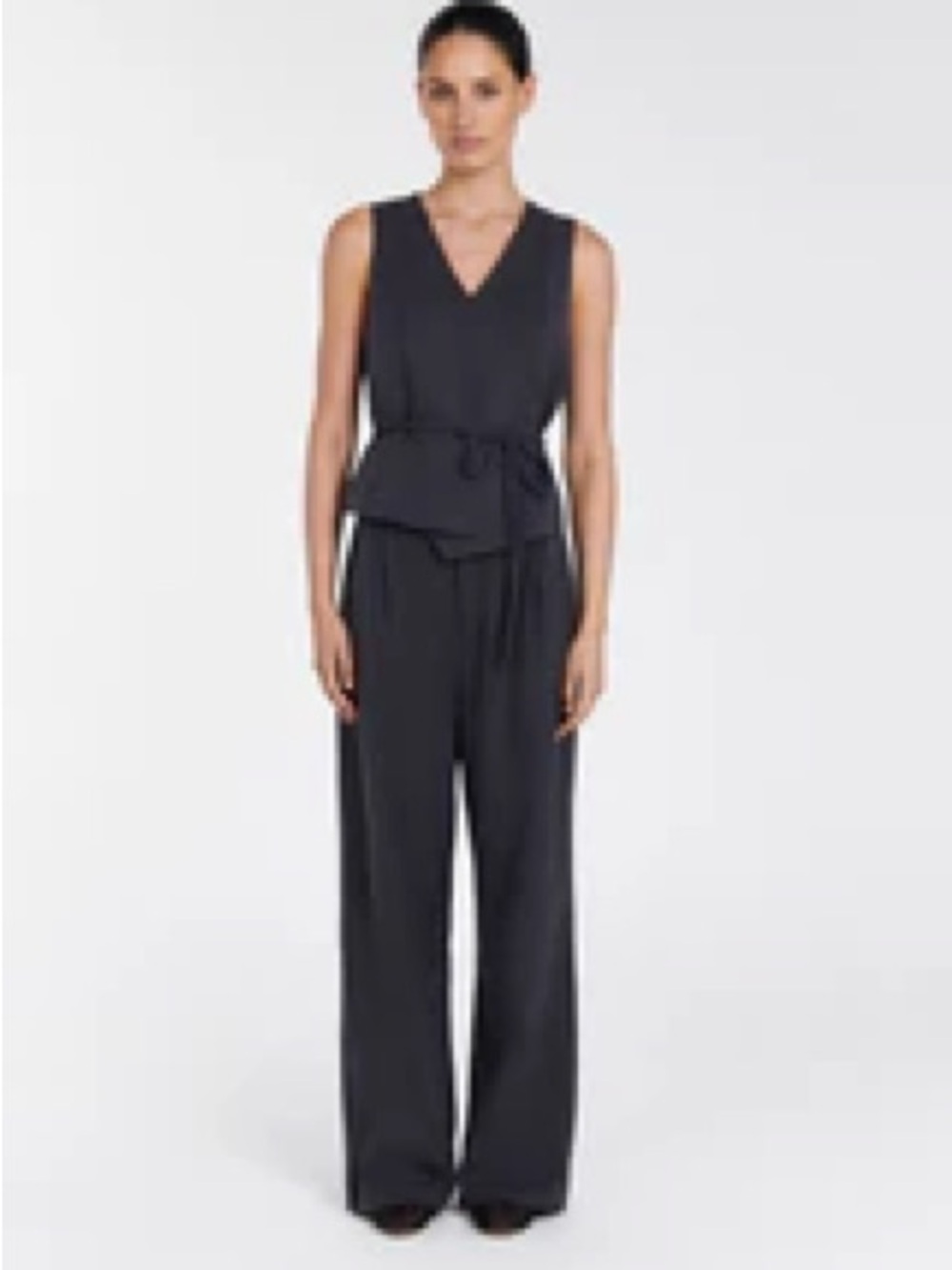 DISSH Tori Slate ASYM Top - Sleeveless V-Neck Vest in Charcoal